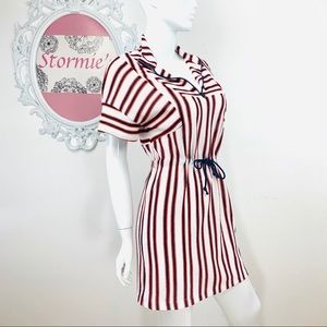 Zara WB Collection /Striped Drawstring Waist White